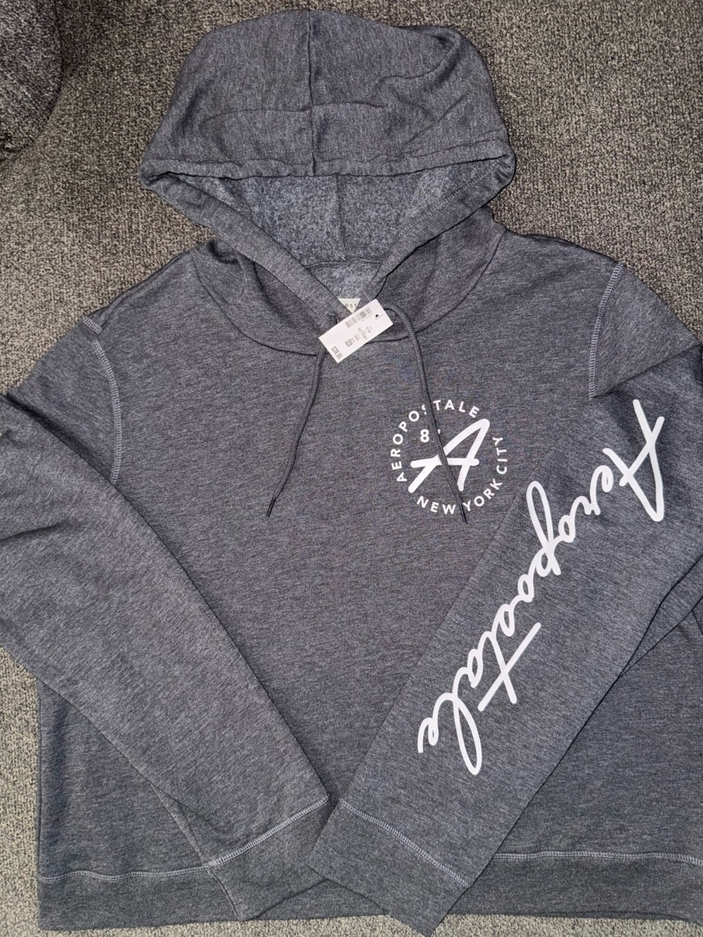 NWT Aéropostale Charcoal Gray Graphic Hoodie Pullover Sweatshirt Size XXL